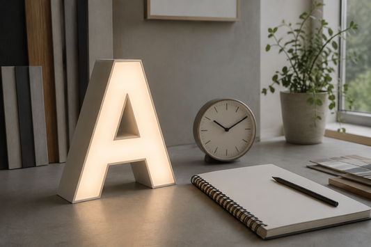 Illustration IA : Lettre A lumineuse, horloge et carnet illustrant le calcul de consommation selon la durée.